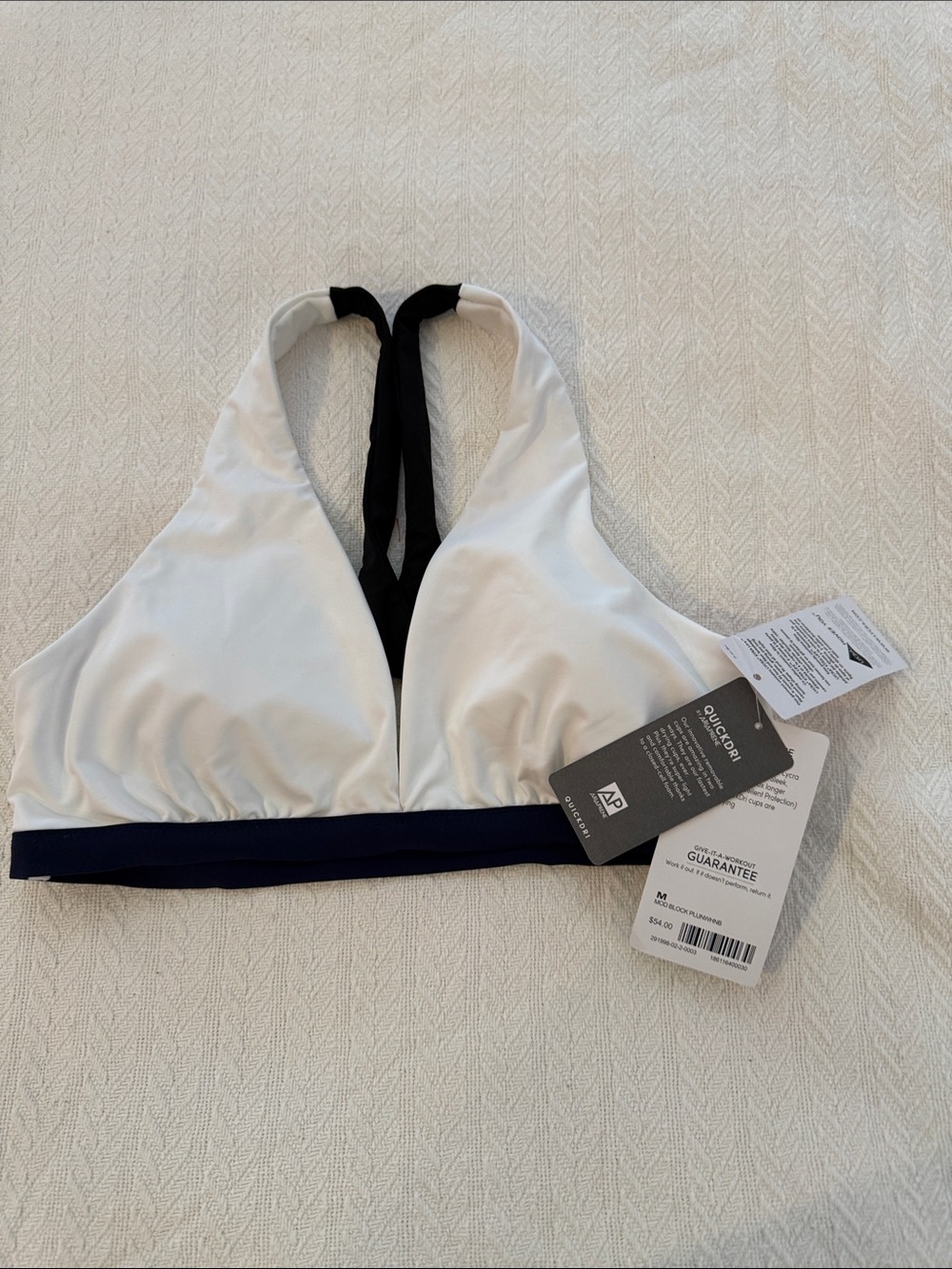 Athleta White & Black Halter Bralette Swim Top